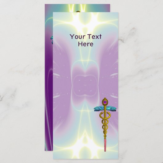 GOLD CADUCEUS MEDISCH SYMBOOL Paars groen (Voorkant / Achterkant)