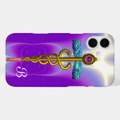 GOLD CADUCEUS MEDISCH SYMBOOL Paars Monogram Case-Mate iPhone Case (Achterkant (horizontaal))