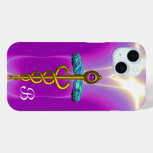 GOLD CADUCEUS MEDISCH SYMBOOL Paars Monogram Case-Mate iPhone Case