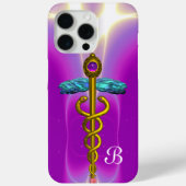 GOLD CADUCEUS MEDISCH SYMBOOL Paars Monogram Case-Mate iPhone Case (Achterkant)