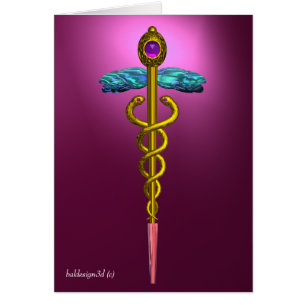 GOLD CADUCEUS, medisch symbool Roze Violet Paars