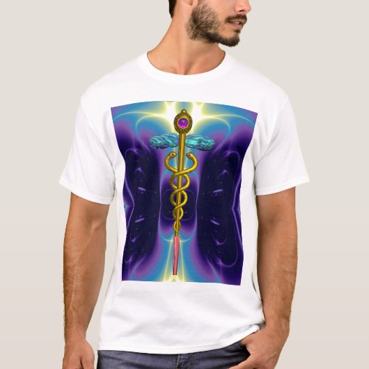 GOLD CADUCEUS MEDISCH SYMBOOL T-SHIRT (Voorkant)