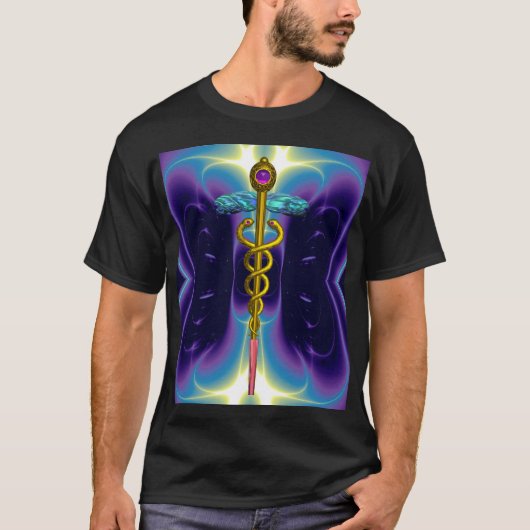 GOLD CADUCEUS MEDISCH SYMBOOL T-SHIRT (Voorkant)