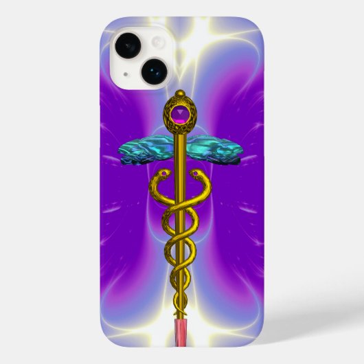 GOLD CADUCEUS MEDISCH SYMBOOL, Violet Paars Case-Mate iPhone Case (Achterkant)