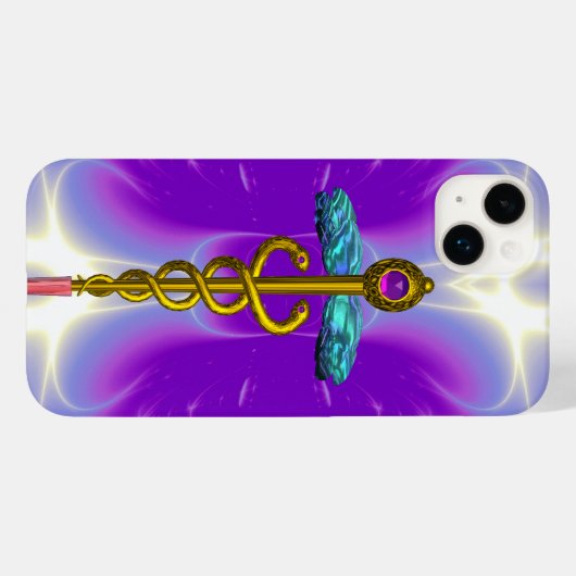 GOLD CADUCEUS MEDISCH SYMBOOL, Violet Paars Case-Mate iPhone Case (Achterkant (horizontaal))