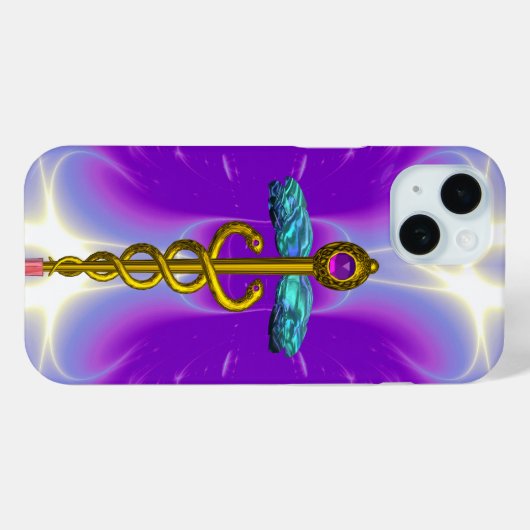 GOLD CADUCEUS MEDISCH SYMBOOL, Violet Paars Case-Mate iPhone Case (Achterkant (horizontaal))