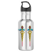 GOLD CADUCEUS MEDISCH SYMBOOL WATERFLES  (Achterkant)