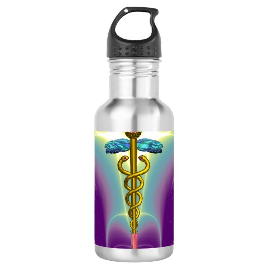 GOLD CADUCEUS MEDISCH SYMBOOL WATERFLES (Voorkant)