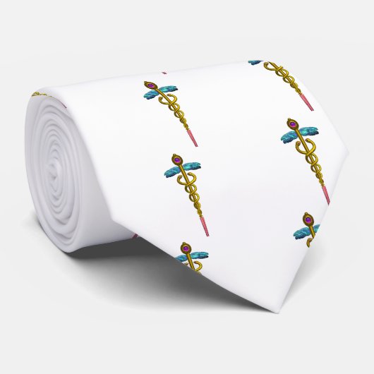 GOLD CADUCEUS MEDISCH SYMBOOL, wit Stropdas (Opgerold)