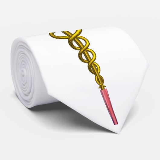 GOLD CADUCEUS MEDISCH SYMBOOL, wit Stropdas (Opgerold)