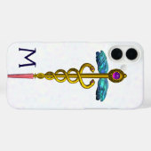 GOLD CADUCEUS MEDISCH SYMBOOL Witte Monogram Case-Mate iPhone Case (Achterkant (horizontaal))