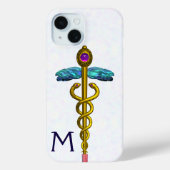 GOLD CADUCEUS MEDISCH SYMBOOL Witte Monogram Case-Mate iPhone Case (Achterkant)