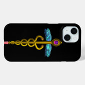 GOLD CADUCEUS MEDISCH SYMBOOL, zwart Case-Mate iPhone Case (Achterkant (horizontaal))