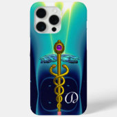 GOLD CADUCEUS MONOGRAM, Blauwgroen Aqua blue Case-Mate iPhone Case (Achterkant)