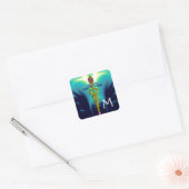 GOLD CADUCEUS MONOGRAM, Blue Turquoise Vierkante Sticker (Envelop)