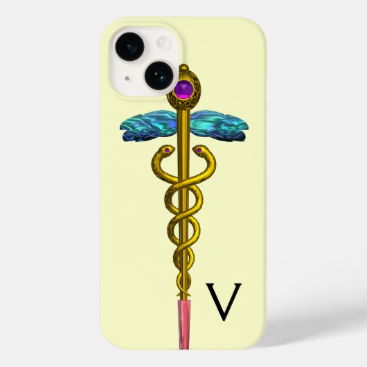 GOLD CADUCEUS MONOGRAM, wit Case-Mate iPhone Case (Achterkant)
