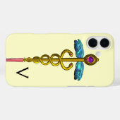 GOLD CADUCEUS MONOGRAM, wit Case-Mate iPhone Case (Achterkant (horizontaal))