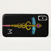 GOLD CADUCEUS MONOGRAM, zwart Case-Mate iPhone Case (Achterkant (horizontaal))