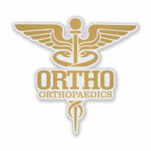Gold Caduceus (ORTHO) Sticker