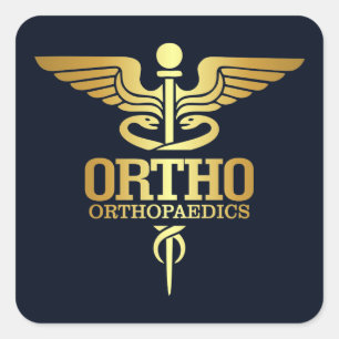 Gold Caduceus (ORTHO) Vierkante Sticker