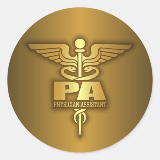 Gold Caduceus (PA) Ronde Sticker (Voorkant)