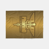 Gold Caduceus (PharmD) Fleece Deken (Voorkant (Horizontaal))