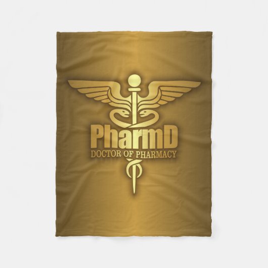 Gold Caduceus (PharmD) Fleece Deken (Voorkant)