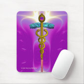 GOLD CADUCEUS Pink Fuchsia Muismat (Met muis)