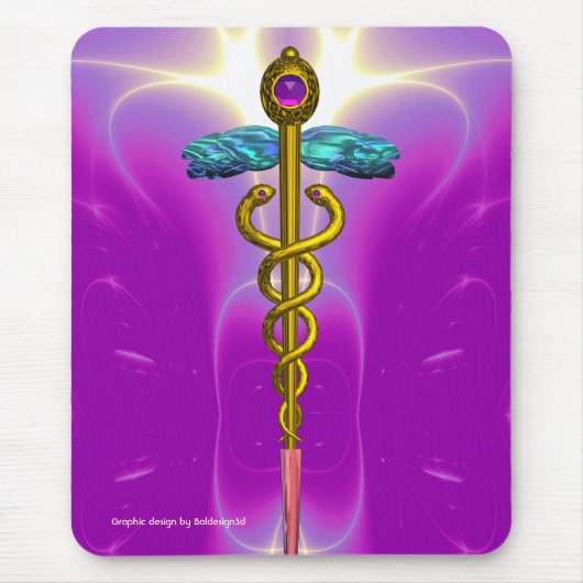 GOLD CADUCEUS Pink Fuchsia Muismat (Voorkant)