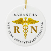 Gold Caduceus Registered Neurse Foto Keramisch Ornament (Voorkant)