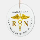 Gold Caduceus Registered Neurse Foto Keramisch Ornament (Links)