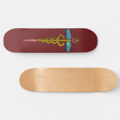 GOLD CADUCEUS, Rood Skateboard (Horizontaal)
