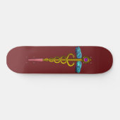 GOLD CADUCEUS, Rood Skateboard (Horizontaal)