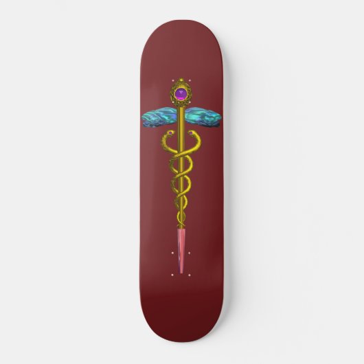 GOLD CADUCEUS, Rood Skateboard (Voorkant)