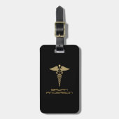 Gold Caduceus Symbol Bagagelabel (Voorkant verticaal)