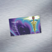 GOLD CADUCEUS SYMBOL/Paars blauw Visitekaartje Magneet (Voorbeeld)