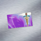 GOLD CADUCEUS SYMBOL / Paarse Fuchsia Magnetisch Visitekaartje (Voorbeeld)