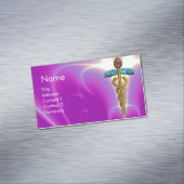 GOLD CADUCEUS SYMBOL / Roze Fuchsia Blauwgroen Blu Visitekaartje Magneet (Voorbeeld)
