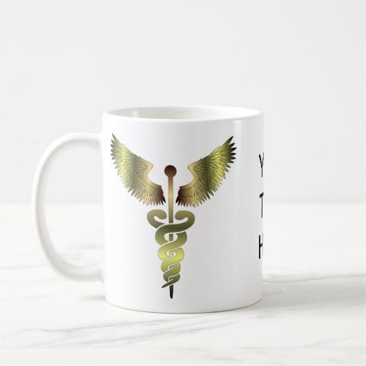 Gold Caduceus-symbool Koffiemok (Links)