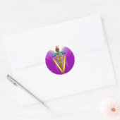 GOLD CADUCEUS VETERINAIR SYMBOL Pink Fuchsia Ronde Sticker (Envelop)