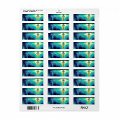 GOLD CADUCEUS VETERINAIR SYMBOOL, aqua blauw, blau Etiket (Full Sheet)