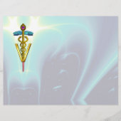 GOLD CADUCEUS VETERINAIR SYMBOOL, Aqua Blue (Voorkant)