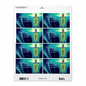 GOLD CADUCEUS VETERINAIR SYMBOOL, Aqua Blue, Blauw Etiket (Full Sheet)