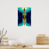 GOLD CADUCEUS VETERINAIR SYMBOOL Blauwgroen Aqua B Poster (Keuken)
