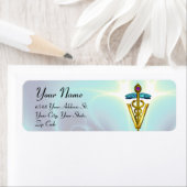 GOLD CADUCEUS VETERINAIR SYMBOOL Blauwgroen blauw Etiket (Insitu)