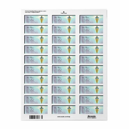 GOLD CADUCEUS VETERINAIR SYMBOOL Blauwgroen blauw Etiket (Full Sheet)