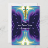 GOLD CADUCEUS VETERINAIR SYMBOOL Blue Paars Kaart (Achterkant)