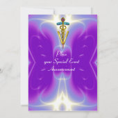 GOLD CADUCEUS VETERINAIR SYMBOOL Blue Paars Kaart (Achterkant)