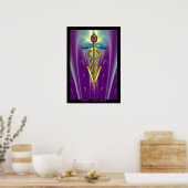 GOLD CADUCEUS VETERINAIR SYMBOOL Blue Paars Poster (Keuken)