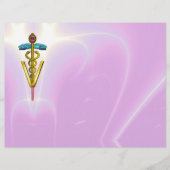 GOLD CADUCEUS VETERINAIR SYMBOOL, lila, roze (Voorkant)